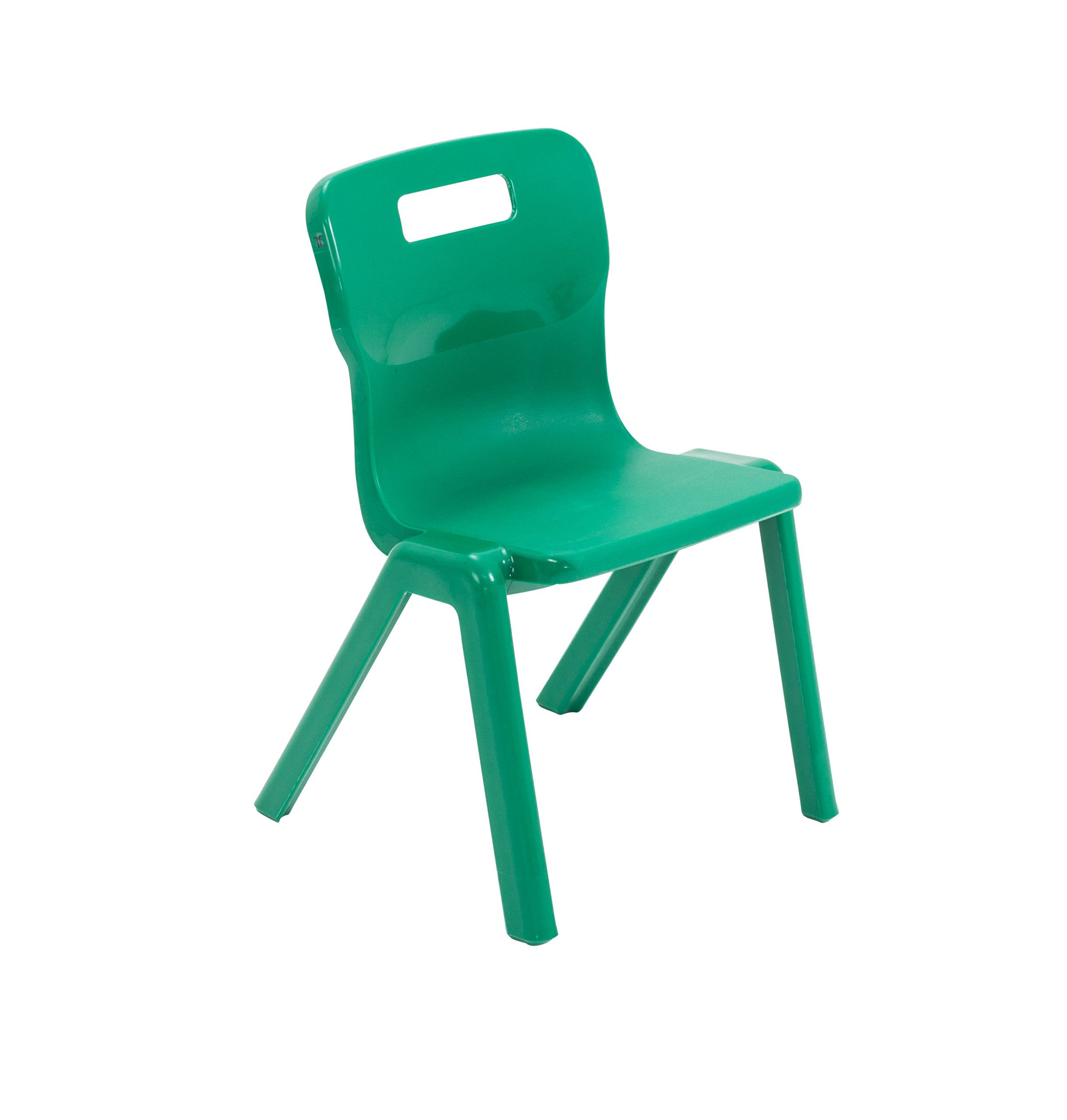 Titan One Piece Classroom Chair, Plastic, Green, Size 2 for Ages 3-5 Years, Pack of 5