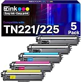 E-Z Ink TN221 TN225 Replacement for Brother TN-221 TN-225 Toner Cartridges | TN221 TN225 to Use with MFC-9130CW HL-3170CDW MFC-9340CDW HL-3140CW MFC-9330CDW (2 Black 1 Cyan 1 Magenta 1 Yellow, 5 Pack)