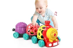 Wanonoo Baby Toys Train Infant Toys 6-12 Months Soft Ball Rattles Musical Push Car Truck Toy Baby Boy Girl Gifts for 7 8 9 10 11 12-18 Month 1 2 Year Old Sensory Developmental Outdoor Toys for Toddler
