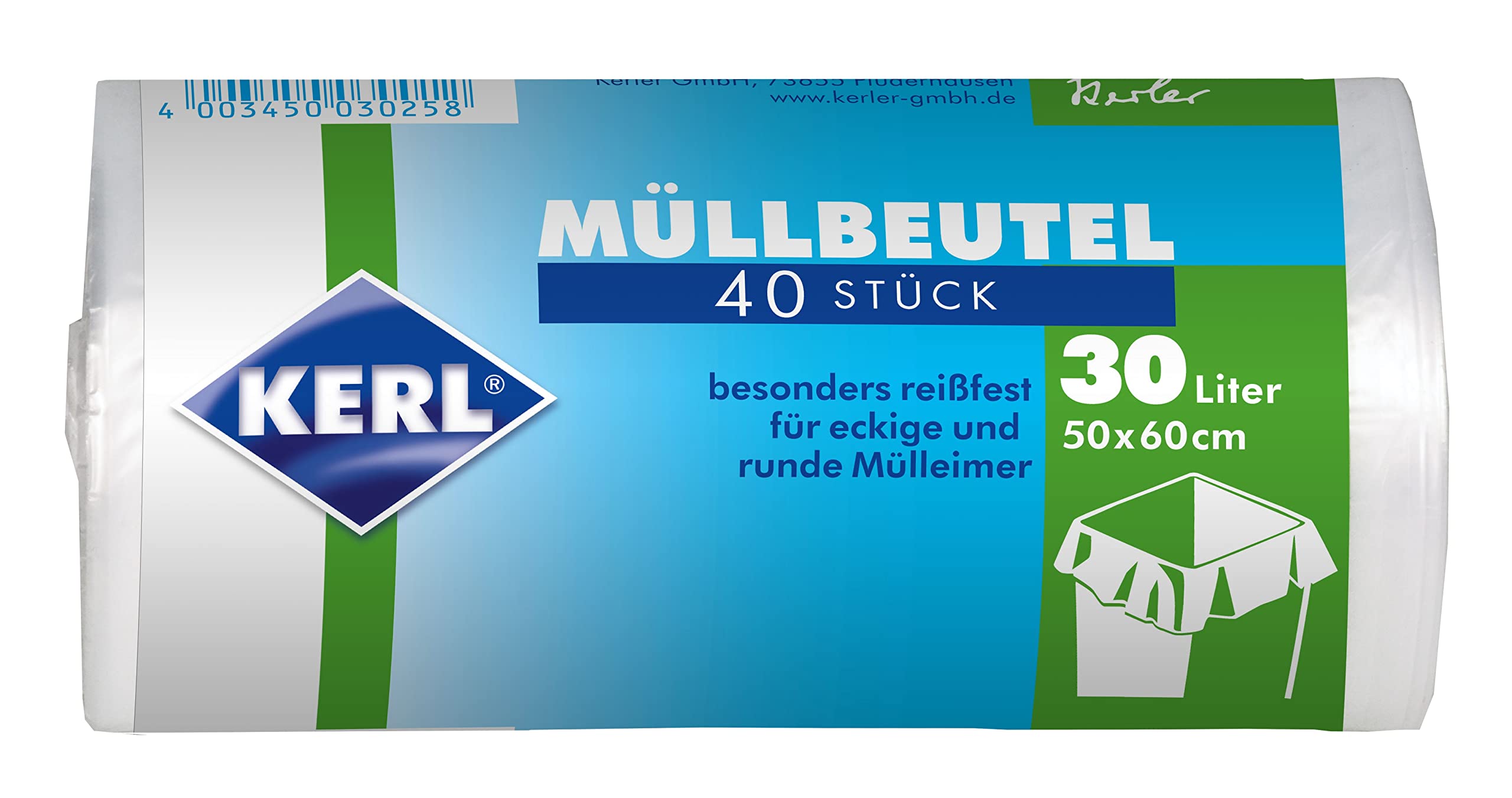 KERL 4003450030258 Bin Liners 30 L 50 x 60 cm HDPE (HDPE) (40 Pieces)