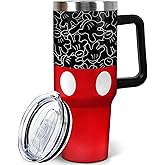 Sunmdecor 40 Oz Tumbler with Handle and Silicone Straws, Coffee Insulated Tumbler with Handle, 40oz tumbler with handle