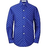 Aimehonpe Boys Long Sleeve Patterned Dress Shirt Button Down Comfort Flex Shirts