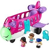 ​Fisher-Price Little People Barbie Toy Airplane for Toddlers with Lights Music and Folding Stairs, Little Dream Plane, 4 Play