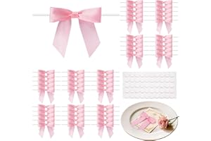 MERDTTES 50PCS Mini Pink Bows 2.75 Inch Elegant Satin Ribbon Twist Tie Bows for Gift Wrapping, Birthday, Anniversary & Graduation Decorations