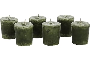 Aroma Naturals Votive Candles Essential Oil with Juniper Spruce and Basil, Evergreen Holiday, 6 Count