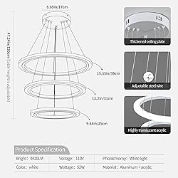 O'NEELDY Modern LED Chandeliers White Pendant Light