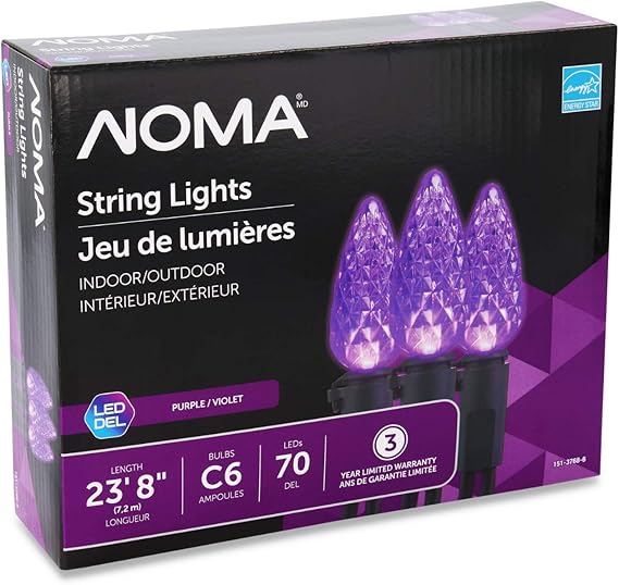 NOMA C6 LED Christmas Lights 70 Purple Bulbs 23.8 Ft. String Light