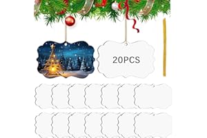 LAIHIULAAN 20 Pcs Sublimation Ornament Blanks, MDF Christmas Ornaments Sublimation Christmas Ornaments Blanks for Christmas Tree Decorations Double Sided Sublimation Blanks Ornaments Decor DIY Handmade Crafts