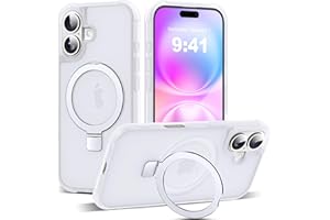 SKYLMW Compatible with iPhone 16 Case with Invisible Magnetic O-Ring Stand Military-Grade Phone Case for iPhone 16 6.1" [Compatible with Mag-Safe][Great Grip Feeling],Translucent