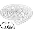 2.5 Inch x 20 Feet Dust Collection Hose - Heavy Duty, Puncture Resistant, Flexible, Clear PVC Pipe for Extracting Debris, & Fumes - Coated Wire Helix Reinforced - With 2 Stainless Steel Hose Clamps