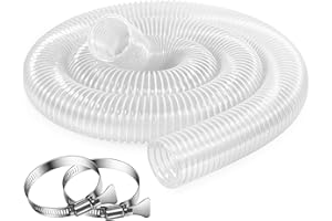 LOSTRONAUT 2.5 Inch x 20 Feet Dust Collection Hose - Heavy Duty, Puncture Resistant, Flexible, Clear PVC Pipe for Extracting Debris, & Fumes - Coated Wire Helix Reinforced - With 2 Stainless Steel Hose Clamps