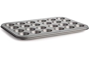 Cooking Light Mini Muffin Pan Carbon Steel Quick Release Coating, Non-Stick Bakeware, Heavy Duty Performance, 24-Cup, Gray