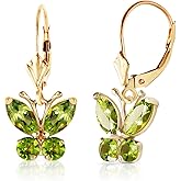 14k Yellow Gold Peridot Butterfly Earrings