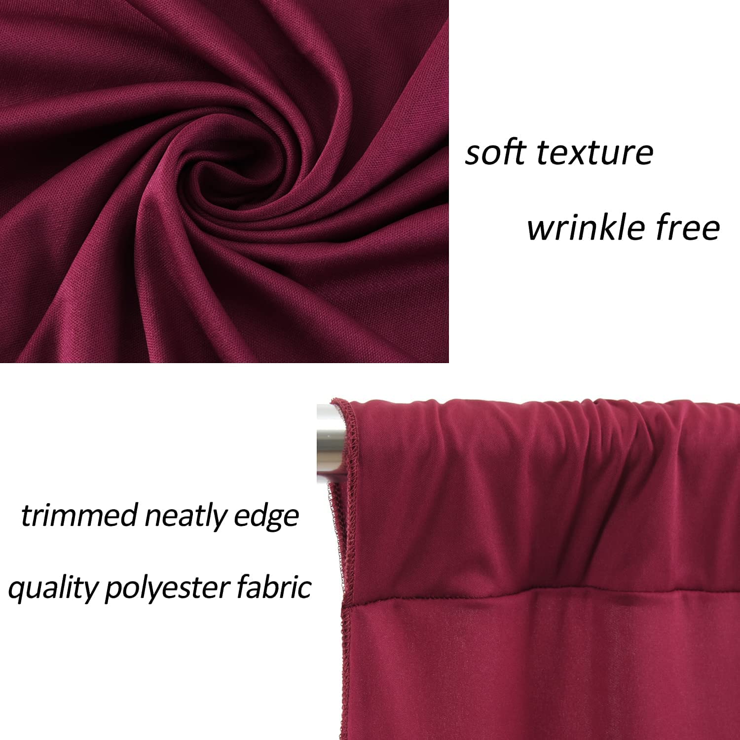 AK TRADING CO. 10 feet x 10 feet Polyester Backdrop Drapes Curtains Panels with Rod Pockets - Wedding Ceremony Party Home Window Decorations - Burgundy (DRAPE-5x10-BURGUNDY)