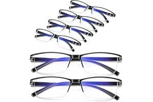 AIMISUV 6Pack Reading Glasses Men,Spring Hinge Blue Light Blocking Readers,Anti Eyestrain Computer Magnifying Eyeglasses