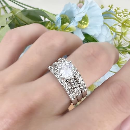 3PCS Moissanite Rings Engagement Rings Set 925 Sterling Silver
