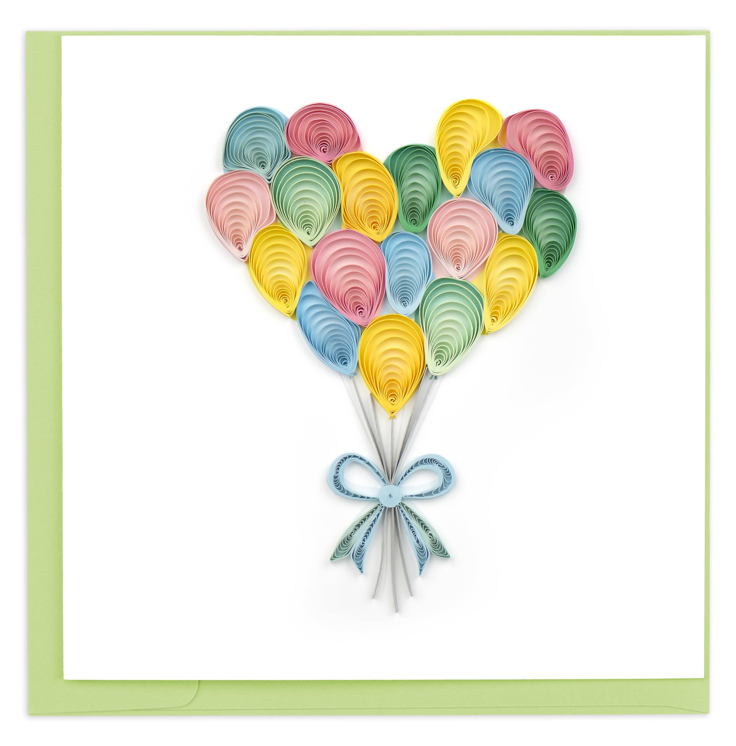 Quilling Colourful Heart Balloons Love Balloons! Hand-Finished Art Greeting Card Frameable Art - Suitable for Framing in a Card Frame - by The Quilling Card Company