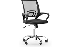 NAZHURA Basic Ergonomic Swivel Office Chair, Black Desk Chair, Executive Chair - Breathable Mesh Backrest, Height-Adjustable, Comfortable Seating, Easy Assembly (Mid Height, Black)