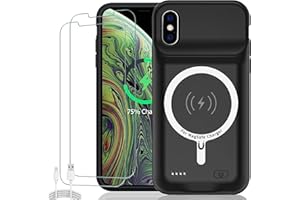 KCKEM Battery Case for iPhone X/XS, Upgraded 10000mAh Smart Rechargeable Portable Extended Battery Pack Qi Wireless Charging Case Compatible with iPhone X/XS (5.8 inch) Charger Case Support Carplay (Black)