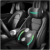 Car Headrest & Lumbar Support Cushion Ergonomic Car Seat Neck Back Rest Pillows Orthopedic Memory Foam Head Rest and Lower Lumbar Support Pillow Set Backrest Driving Seat Office Chair Support (Black)