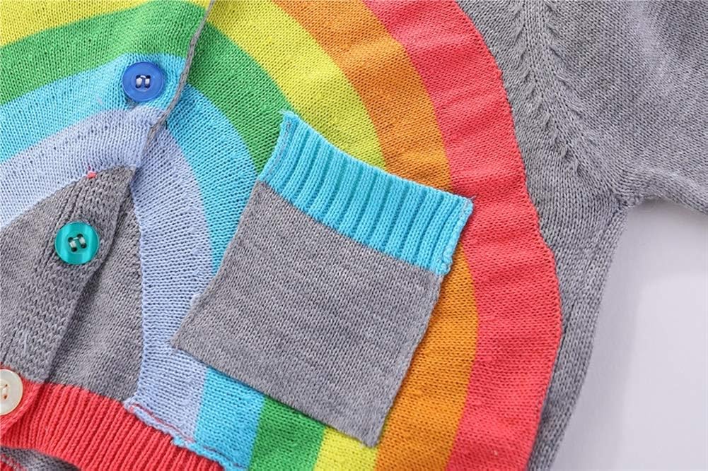 LittleSpring Baby Toddler Boys Girls Rainbow Cardigan Knitted Sweater: Clothing