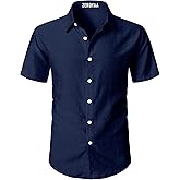 ZEROYAA Men's Casual Short Sleeve Button Down Shirt Vacation Beach Summer Lightweight Textured Shirts