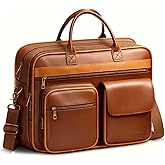 Ytonet PU Leather Messenger Bag for Men, 15.6" Vintage Briefcase with Padded Laptop Compartment, Large Satchel Bags Laptop Bag for Mens, Waterproof Computer Bags for Work Office Business Travel, Brown