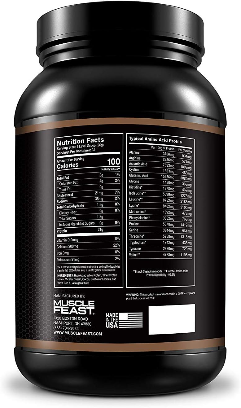 Muscle Feast Grass Fed Premium Blend Whey Protein, Hydrolyzed Whey