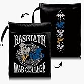 Book Cover Dragon Ridder Inspired Gift, Dragon Merch Pattern Reusable Book Pouch, BASGIATH WAR COLLEGA Book Sleeve for Book Lovers (Black-Dragon 3, Large)