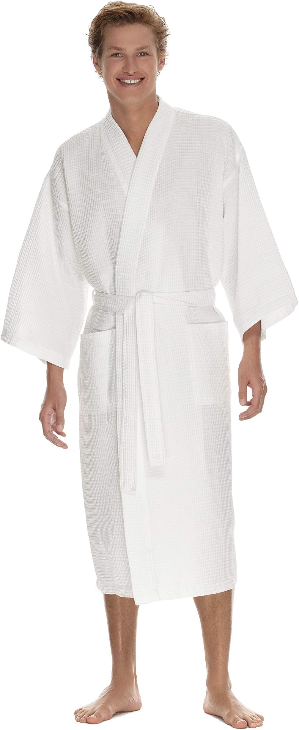 Boca Terry Mens Robe, Lightweight Waffle Bathrobe - Medium Large, XXL, XXXXL