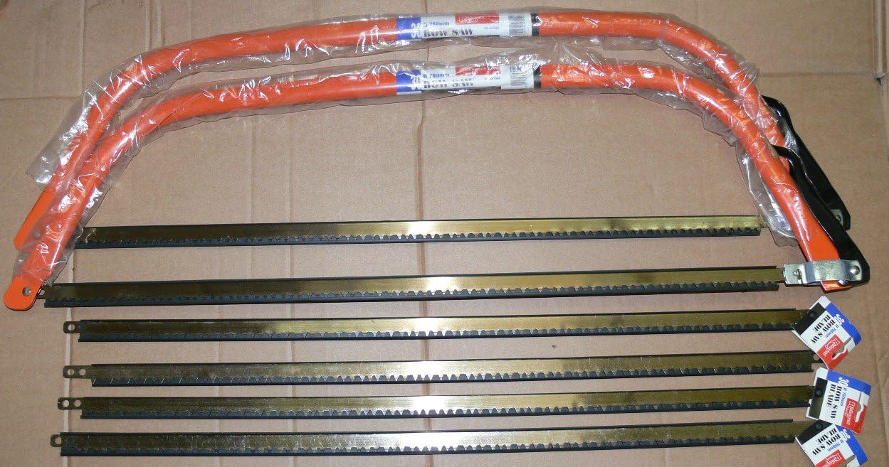 Set of 2 (TWO) Richmond Tools 30" Bow Saws + 4 Replacement Blades