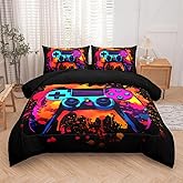 RUPSLO 5 Pieces Twin Comforter Set for Boys,Gaming Comforter Sets for Boys,Kids Bedding Sets, Colorful Gamepad Controller,Game Bedding Set,Modern Gaming Boy Room Decor(Twin, Red)