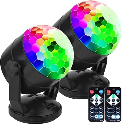 [Pack of 2] CATPOWER Remote Sound Activated USB LED Party Lights RGB Disco Ball
