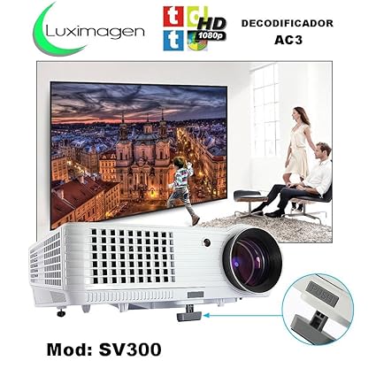 proyector Luximagen SV300 con TDT, USB, HDMI, VGA, AC3, 2 años de garantía