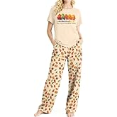 VVNTY Halloween Pajamas for Women: Fall Short Sleeve Pj Sets with Long Pant Halloween Party Sleepwear
