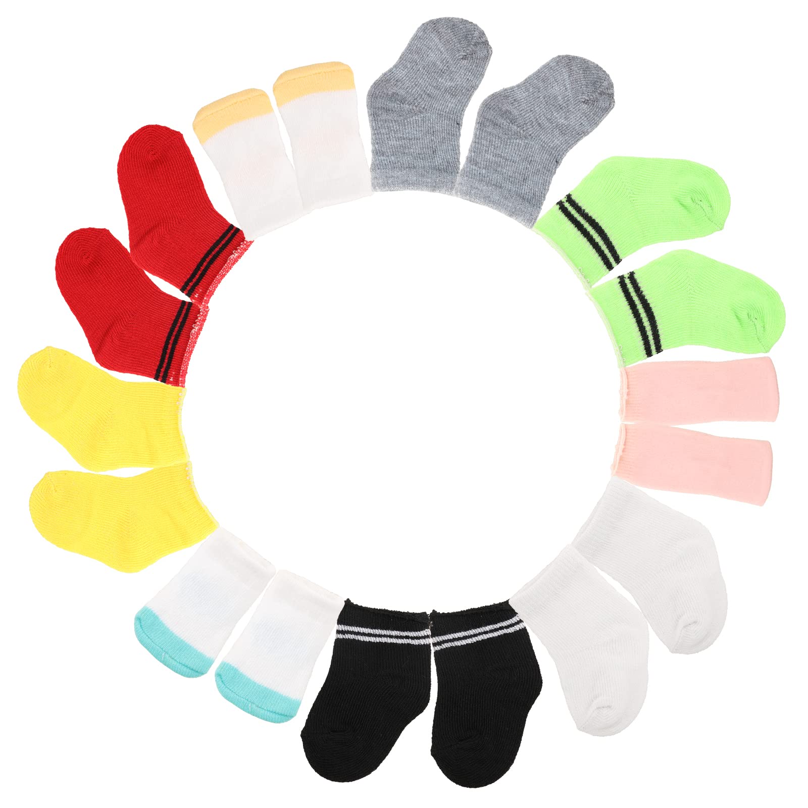 Miunana 5 Pairs Doll Socks for 18 Inch Girl Doll - Includes Striped, Two-Tone, and Solid Color Socks in 9 Colors