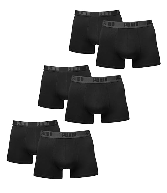 PUMA Herren BASIC Shortboxer Boxershort Unterhose 6er Pack in vielen Farben (M, Black (230))