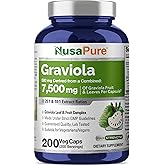 NusaPure Graviola 20:1 & 10:1 Extract - Suitable for Vegetarian/Vegan, Non- GMO - 7500 mg - 200 Capsules