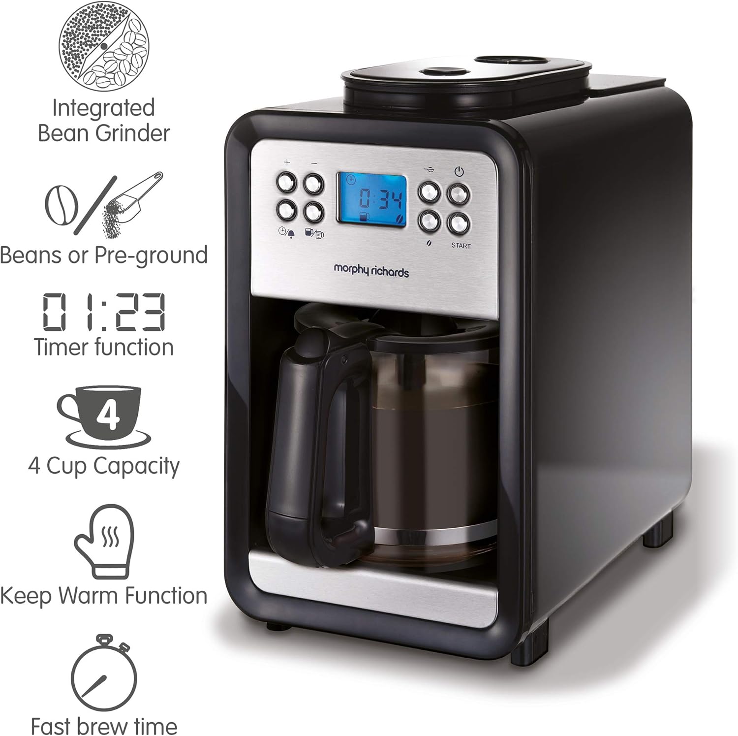 Morphy Richards 162101 Grind & Brew Bean To Cup Filter Coffee Machine