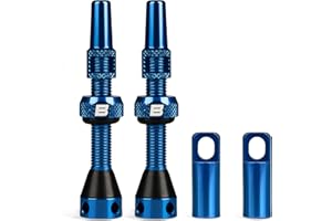BWSHLF Tubeless Presta Valve Stem 40/44/55/60/65/80/100 mm, Super Light Alloy Presta Valve Stem Kit with Valve Core Remover Tool and Valve Stem Caps - Multiple Color and Size Options(Pair)