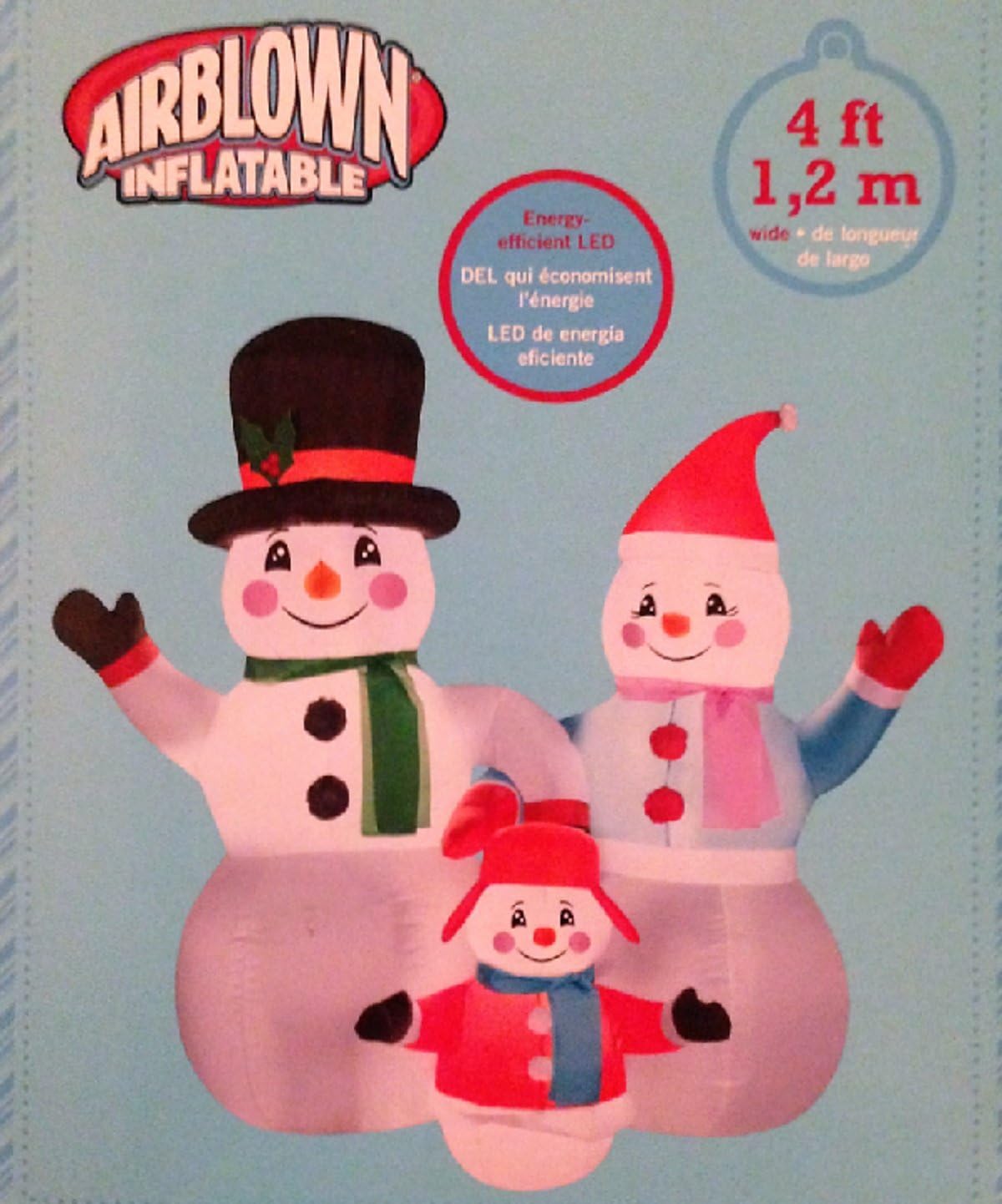 CHRISTMAS INFLTABLE LED 4' SNOWMAN FAMILY BY GEMMY