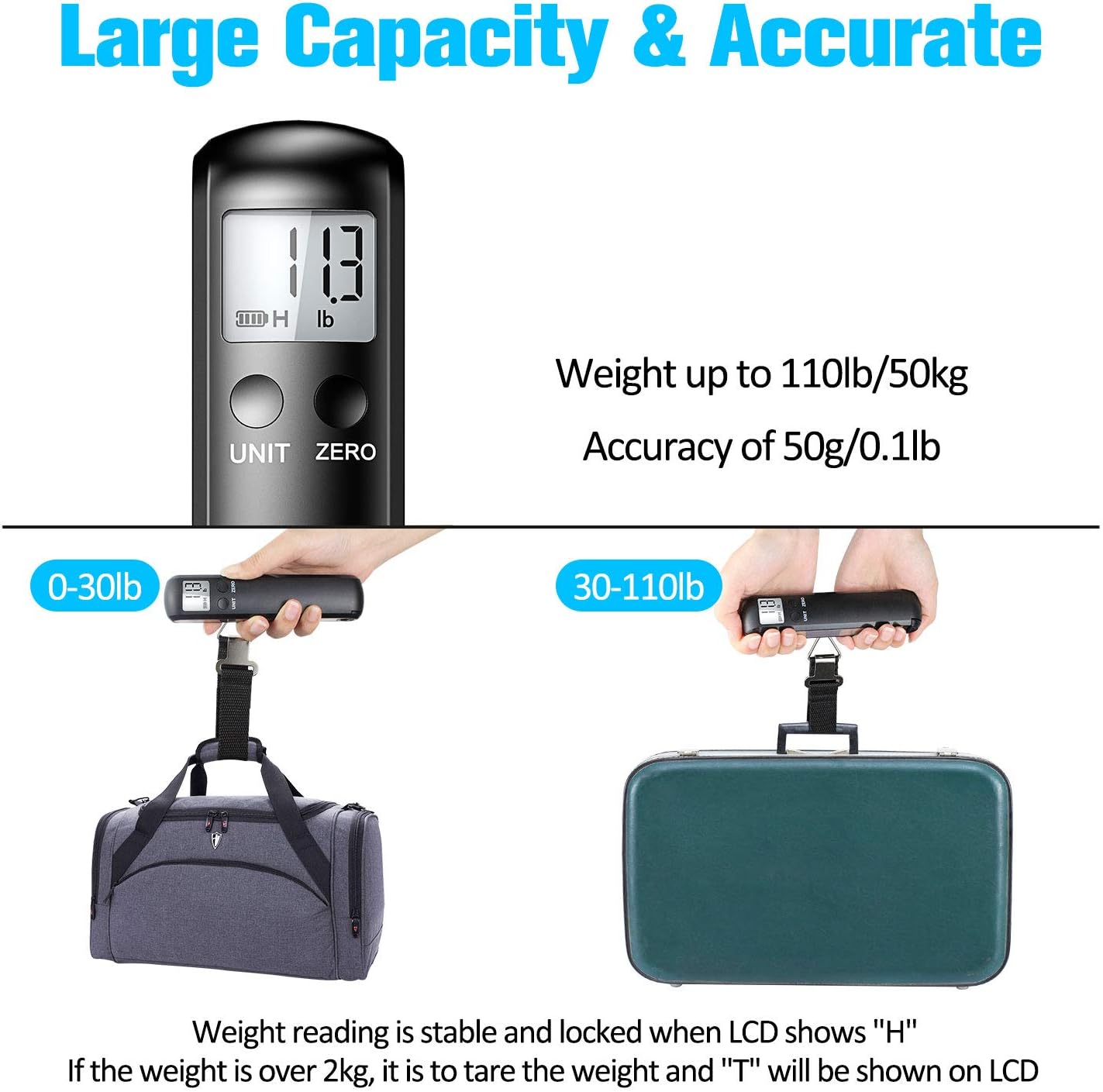 Luggage Scale with Soft Tape, Portable Digital Luggage Weighing Scale with Manual Power