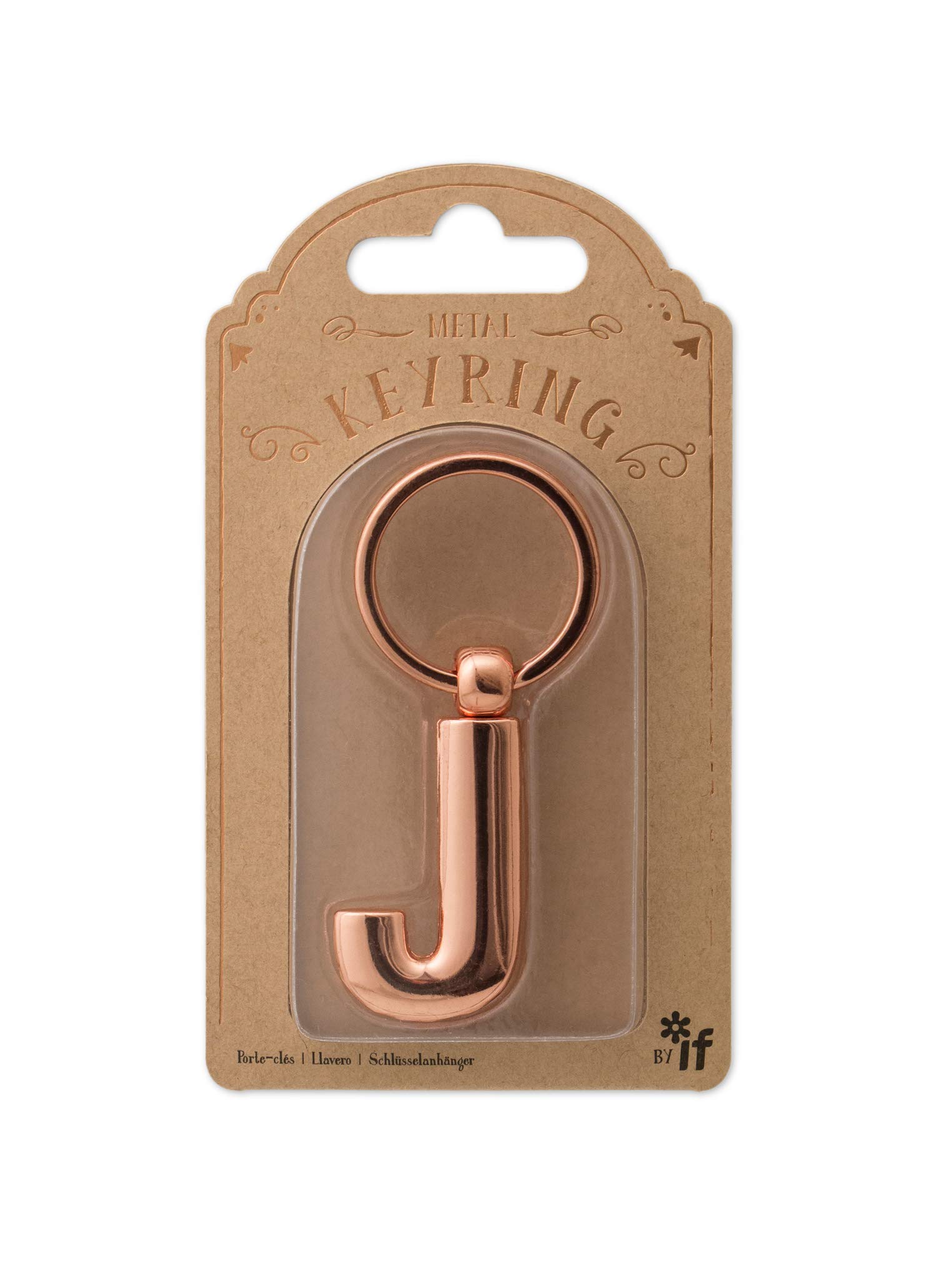 IF Metal Letter Keyring Personalised Alphabet Letters - Rose Gold - J — image 1