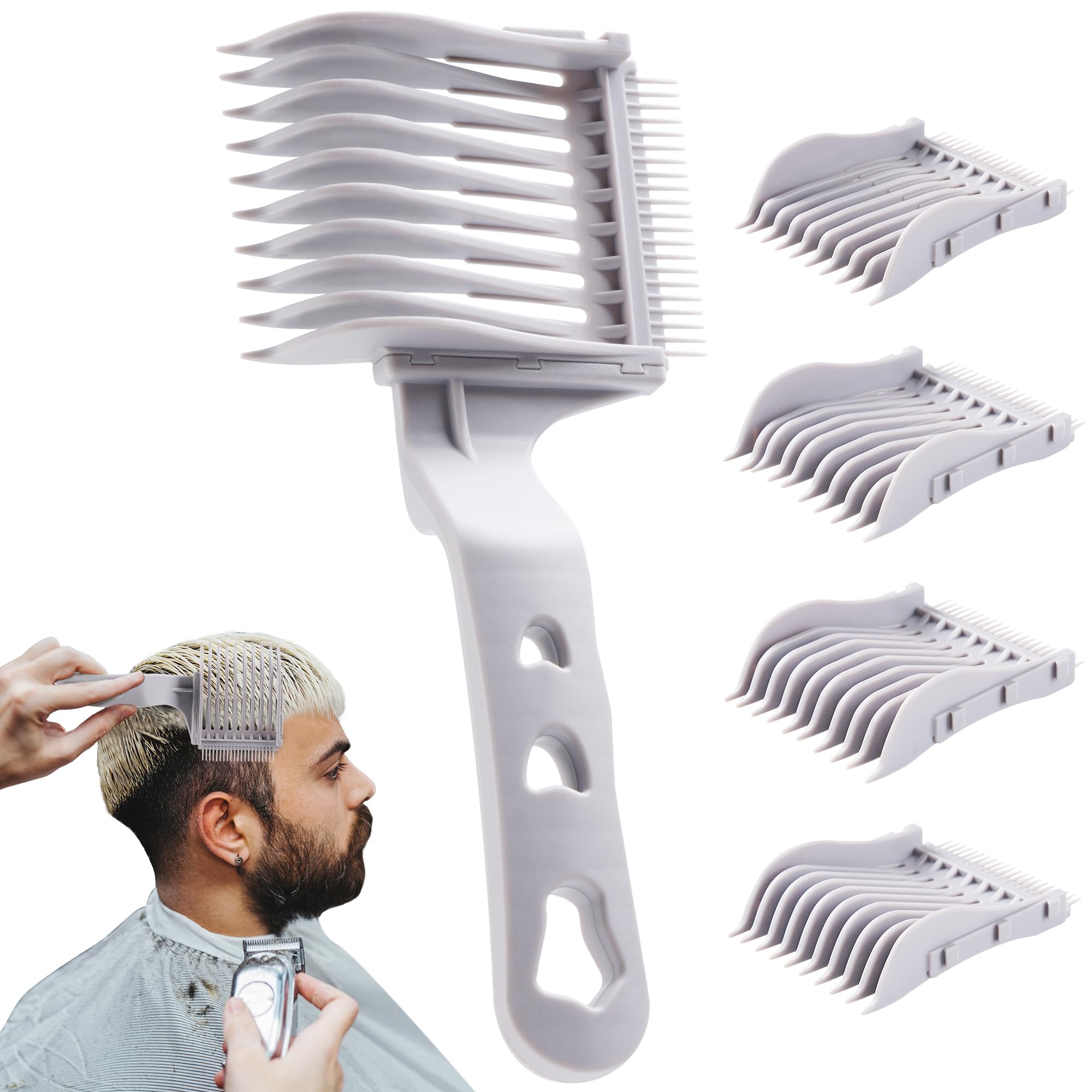 Photo 1 of A 4-in-1 Detachable Blend Friend Fade Comb Set, Blend Friend, Barber Fade Comb, Uitable for Home, Salon Use, Compatible with all Hair Cutting Shears and Barber Tools (Grey New)