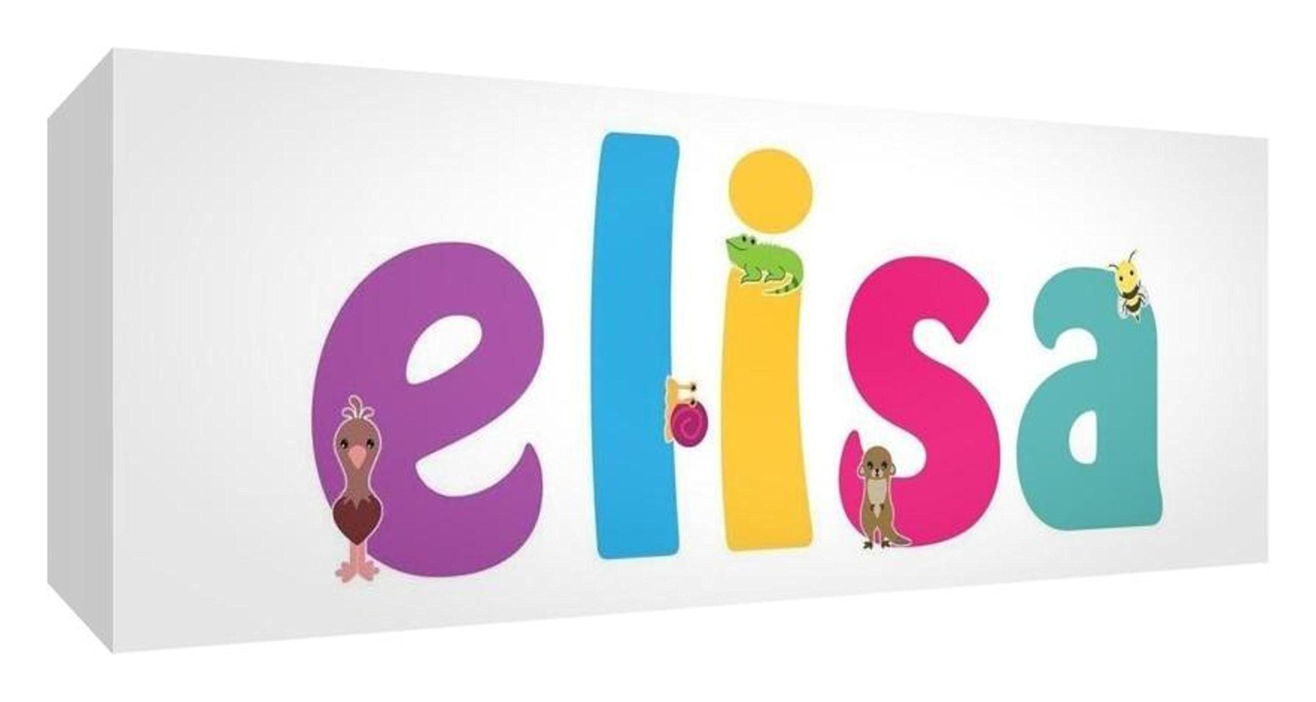 Little Helper Panel Decorative Baby/Christening Gift Idea, Drawing Design Personalised with Name for Girls Elisa 5 x 21 x 2 cm Multicoloured