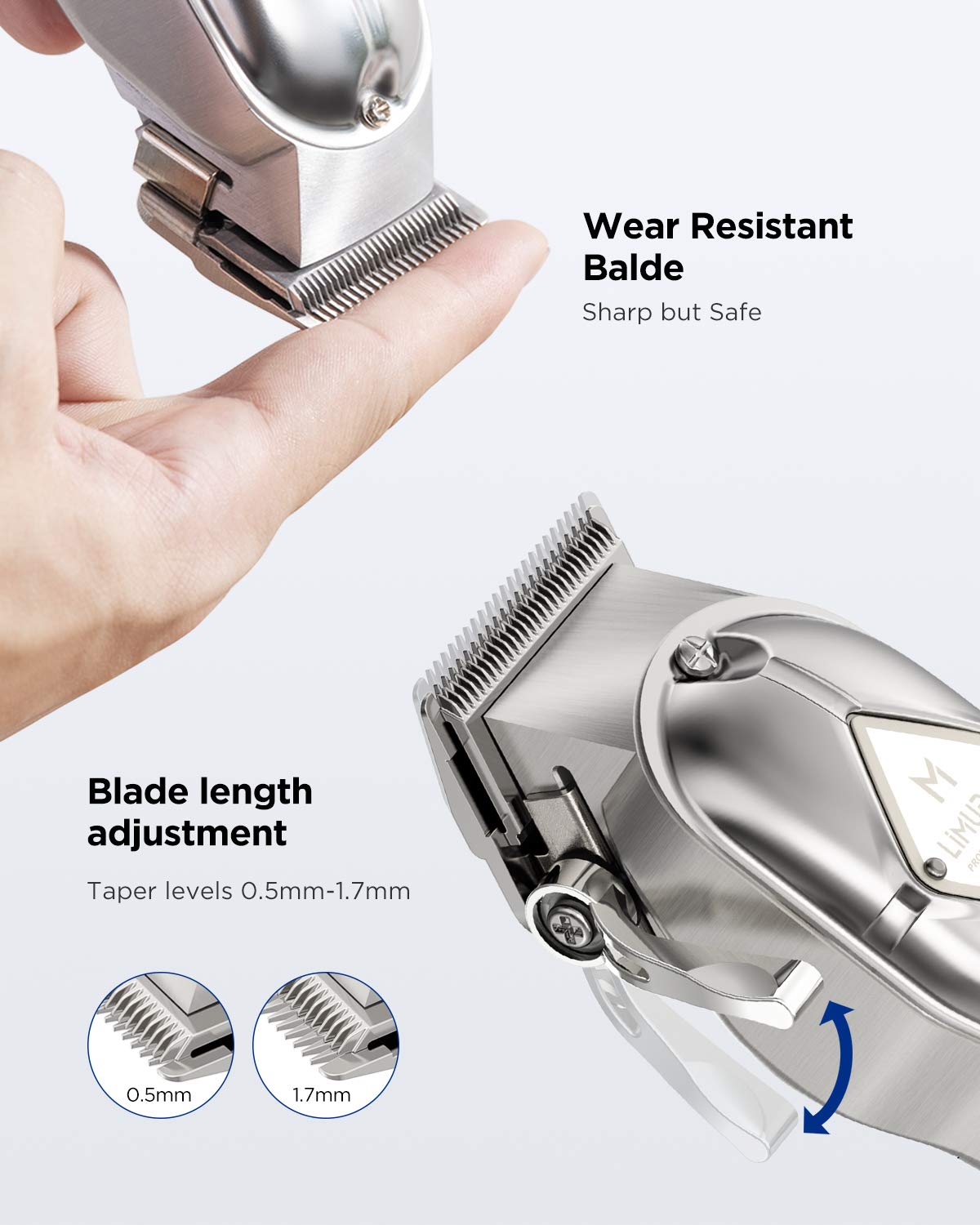 Limural Hair Clippers for Men Professional Cordless Clippers for Hair Cutting Beard Trimmer Barbers Grooming Kit Rechargeable, LED Display, Silver: Beauty