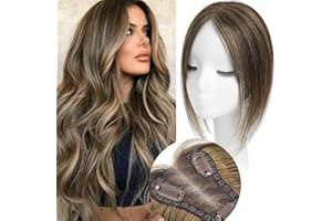 Aimeolyn Hair Toppers for Women Real Human Hair,Hair Toppers for Women No Bangs Top Hair Extensions Hair Pieces for Thinning Hair Upgrade Lace Base Premium Remy Hair Toppers P4/10