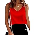 Mawor Satin Tank Tops for Women Loose Fit Sleeveless V Neck Cami Camisole Blouses Shirt Top