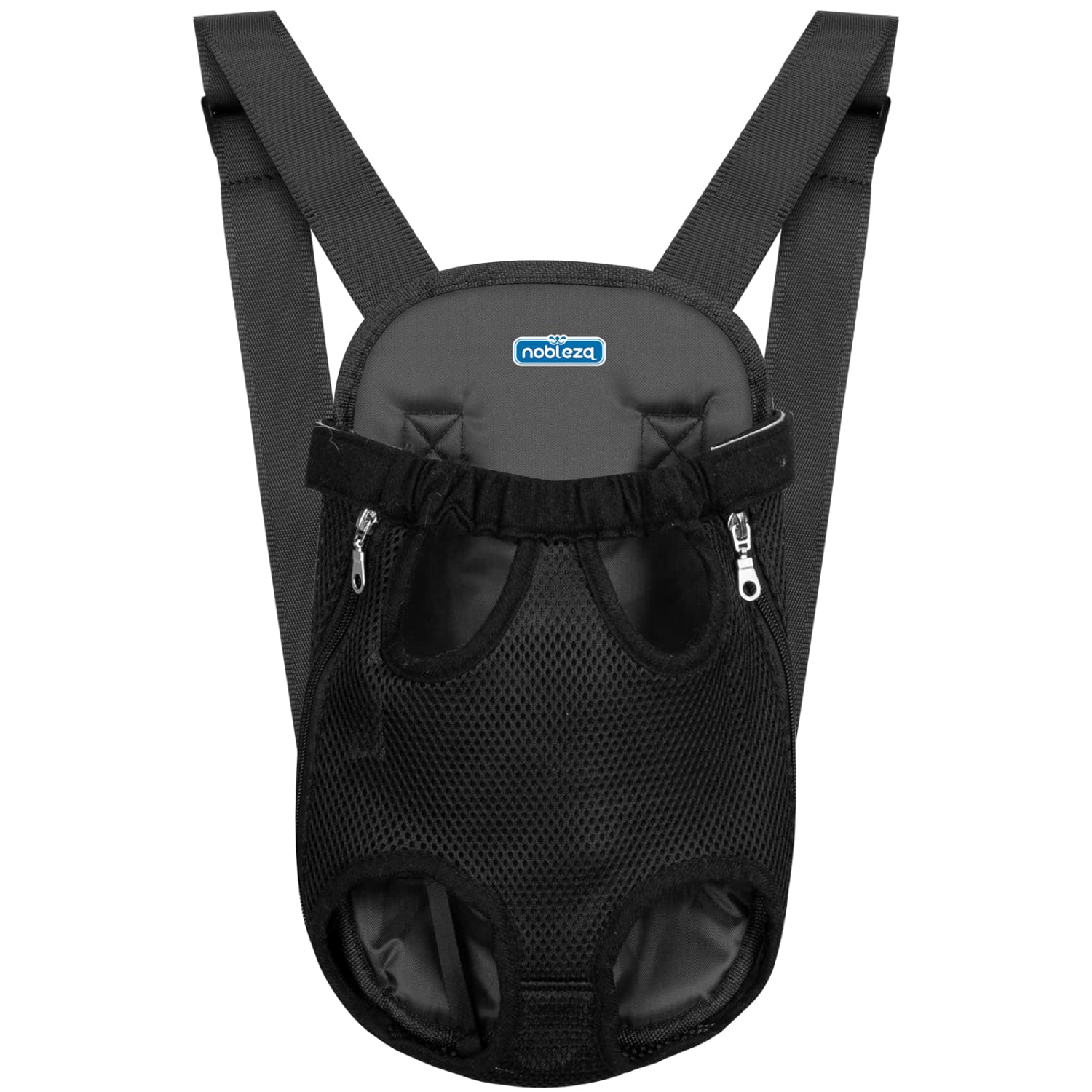 Nobleza Dog Carrier Backpack, Attach Dog Collar Snap Hooks, Pet Carriers Backpack for Medium Dogs, Legs Out Adjustable Shoulder Straps, Cat Puppy Carrier Backpack for Travel Bike Rides, Size L Black
