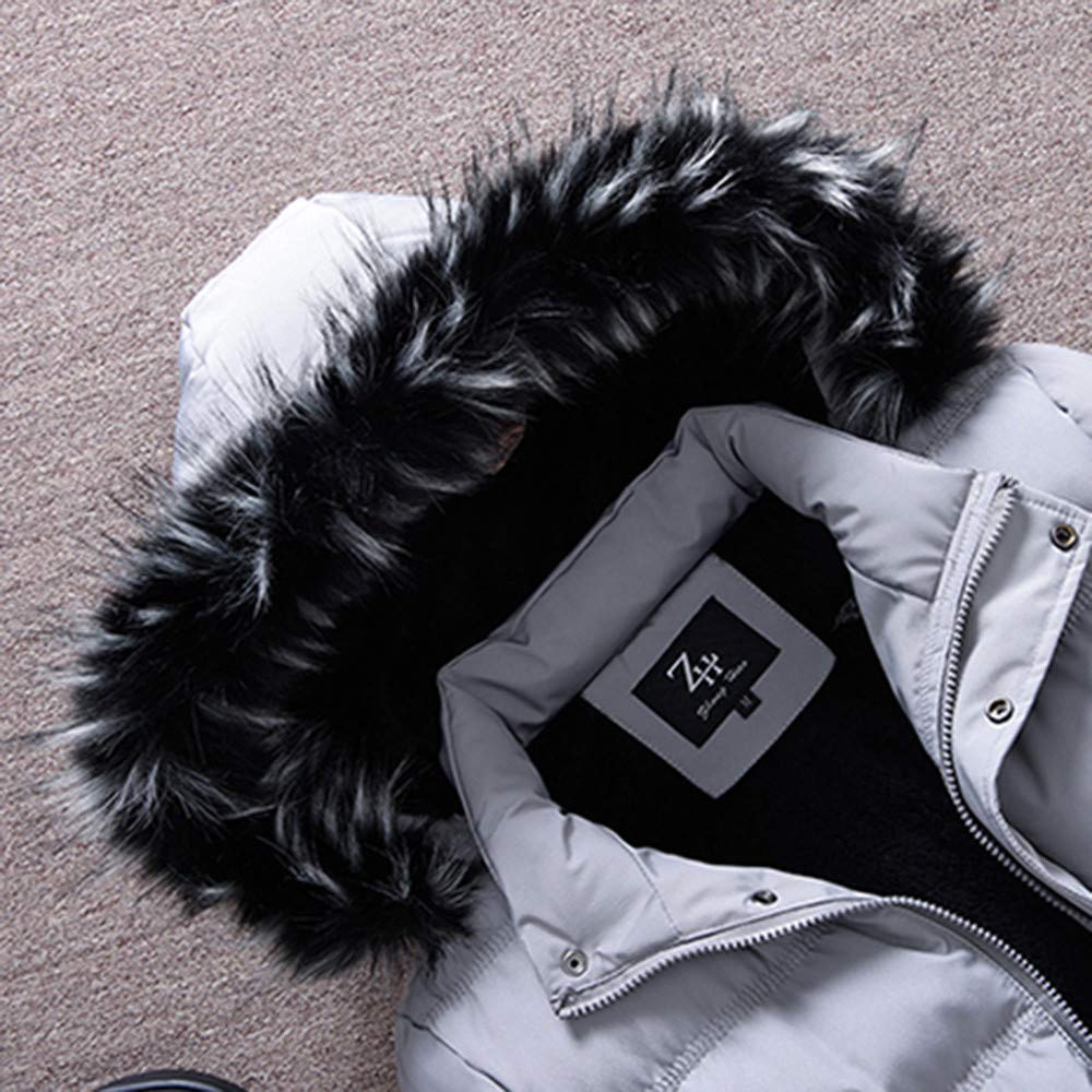 Mens Down Jacket,Winter Faux Fur Lined 